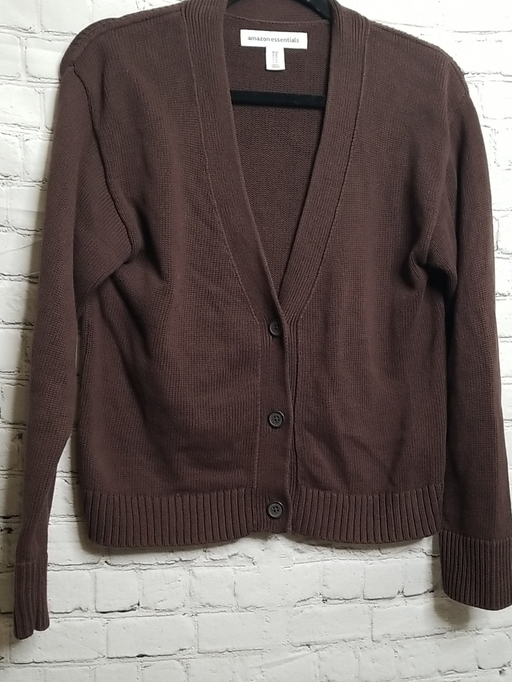 Amazon Essentials Cardigan Sweater XSmall Dark Brown 100% Cotton EUC